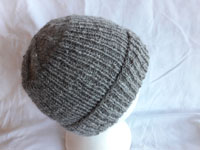 Long Ribbed Beanie with Turn-up - Grey